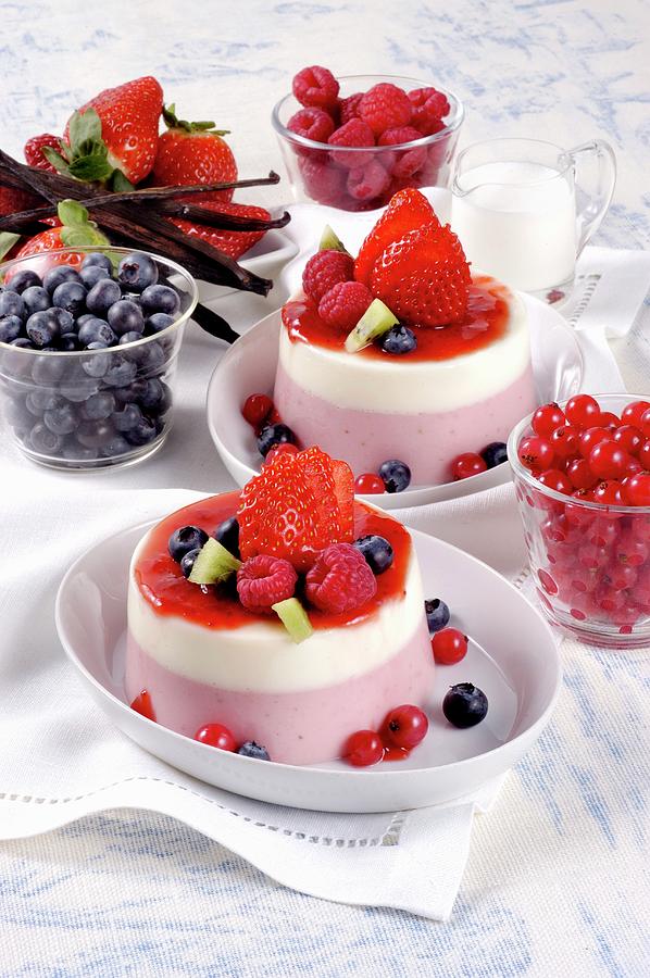 Panna Cotta With Berries Photograph by Franco Pizzochero