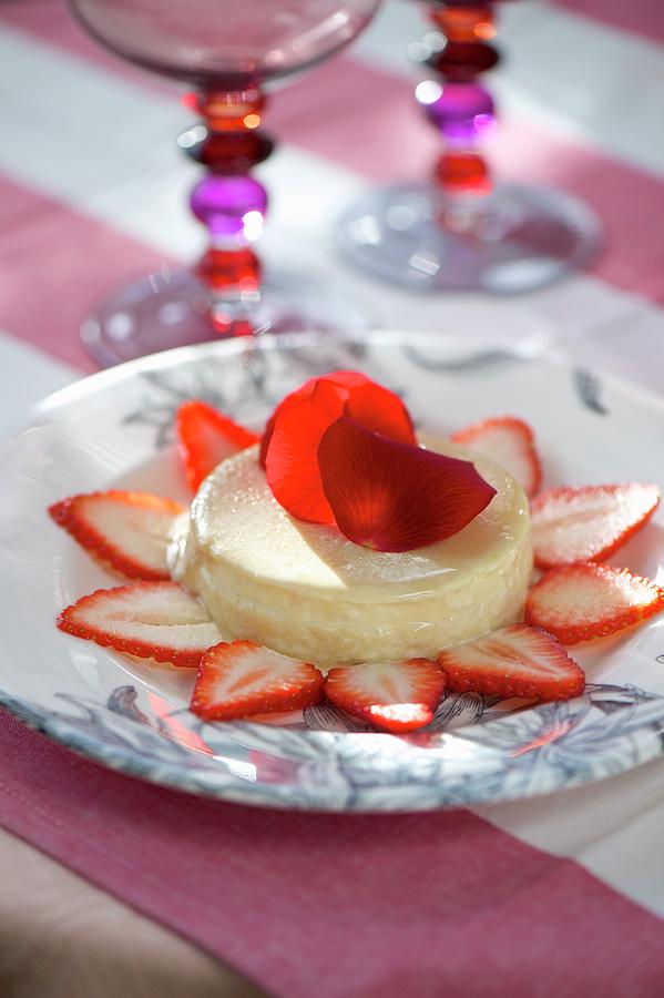 Panna Cotta With Fresh Strawberries Photograph by Winfried Heinze
