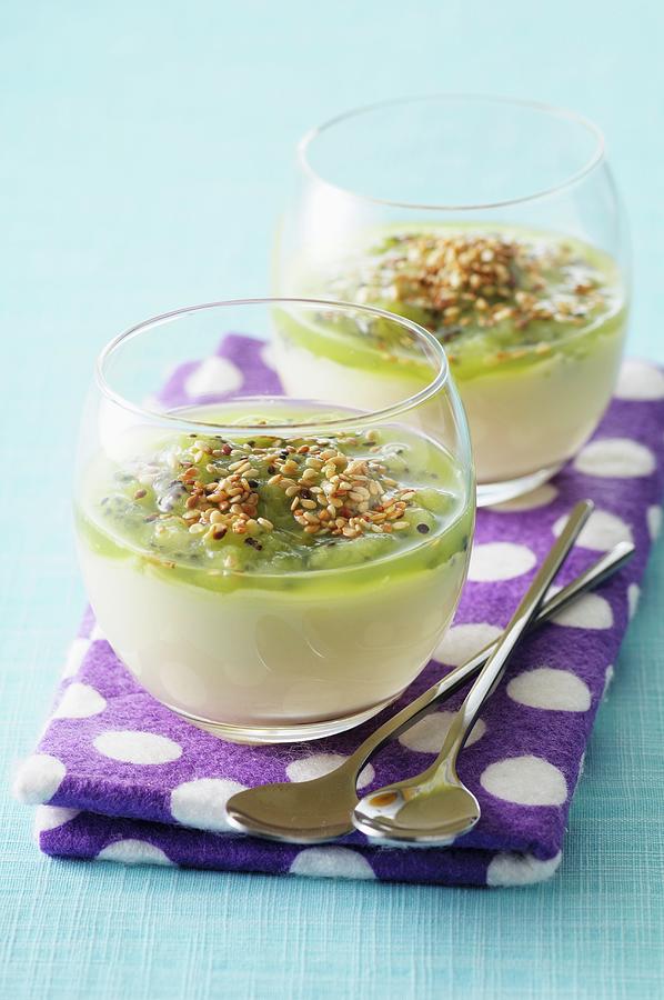 Fall Photograph - Panna Cotta With Passion Fruit And Kiwi Pure by Riou, Jean-christophe