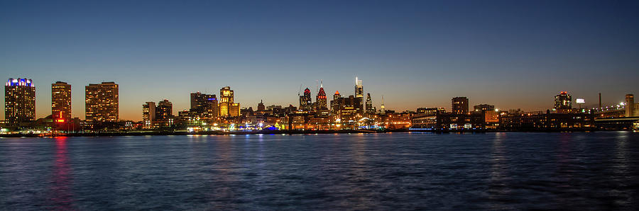 Panorama - Cityscape on the Delaware River - Philadelphia Photograph by Bill Cannon