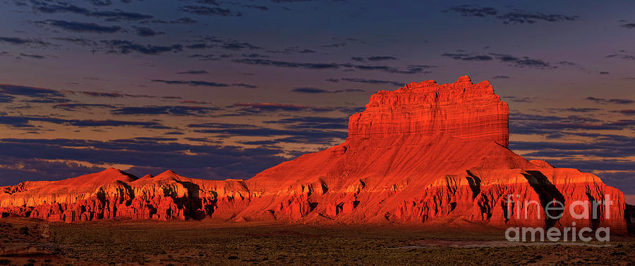 Panorama Dawn Light On Wild Horse Butte Goblin Valley Utah Photograph by Dave Welling