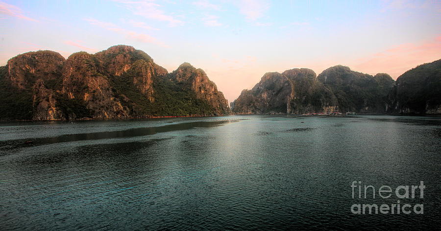 Panorama Ha Long Bay Deep Tones Vietnam  Photograph by Chuck Kuhn