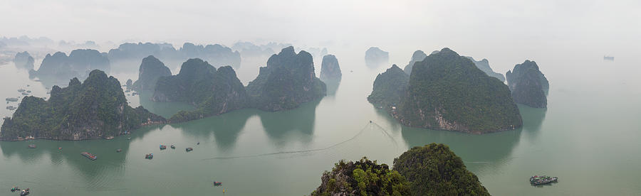 Panorama Ha Long Bay, North Vietnam Photograph by Peter Adams