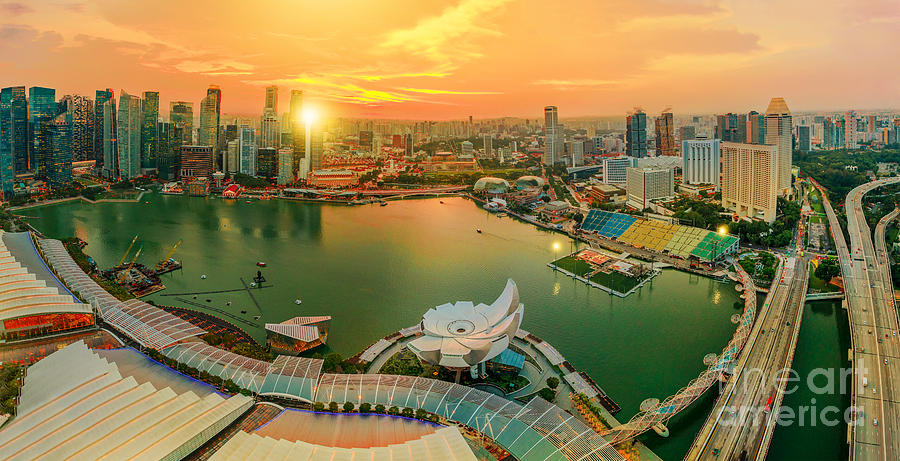 Panorama Marina bay Singapore Photograph by Benny Marty