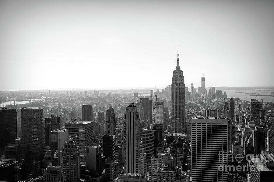 Empire State Building Photograph - Panorama NYC Black White  by Chuck Kuhn
