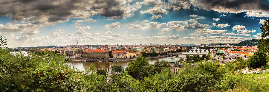 panorama of bridges of Prague Photograph by Vivida Photo PC