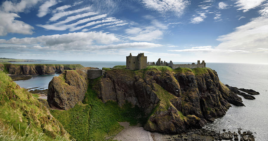Panorama of Dunnottar Castle Medieval clifftop ruins from cliff  Photograph by Reimar Gaertner