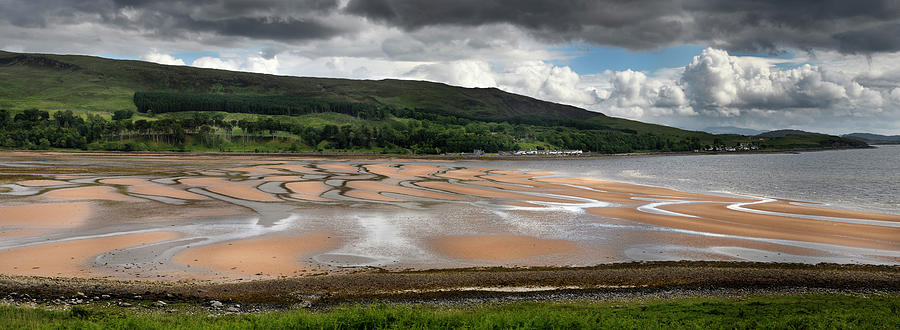 Panorama of patterns of red sand at low tide on Applecross Bay o Photograph by Reimar Gaertner
