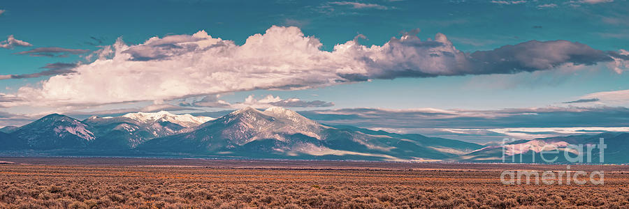 Panorama of Sangre de Cristo Mountains Mount Wheeler Taos Mountain - New Mexico Land of Enchantment Photograph by Silvio Ligutti