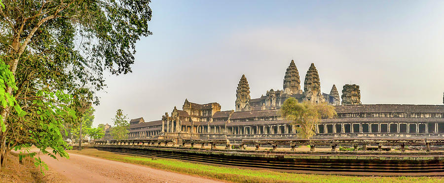 Panorama of side or back at Angkor Wat, Siem Reap, Cambodia Photograph by Karen Foley