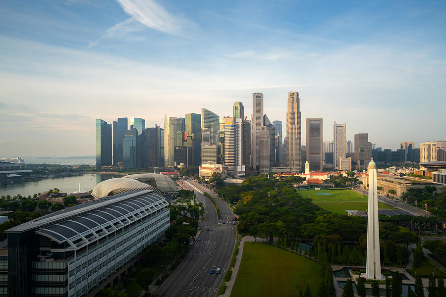 Architecture Photograph - Panorama Of Singapore Business District by Prasit Rodphan
