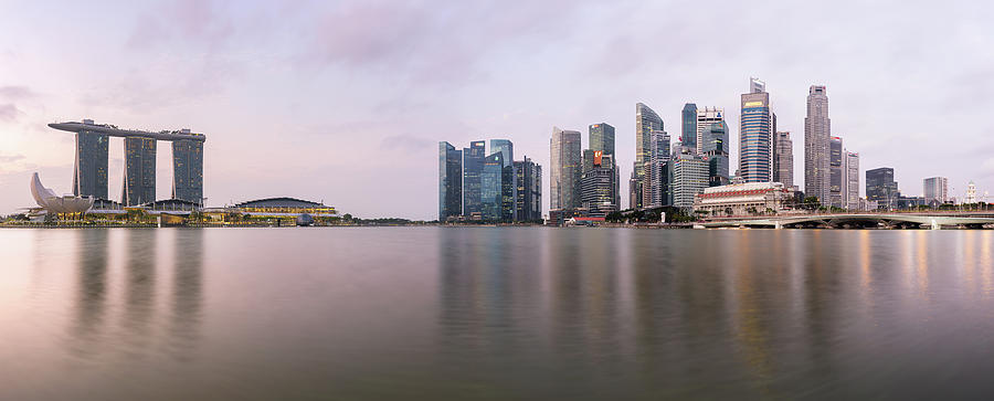 Panorama Of Singapore Skyline At Sunrise Photograph By Em Campos