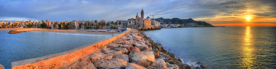Panorama Of Sitges At Sunrise Photograph by Richard Fairless