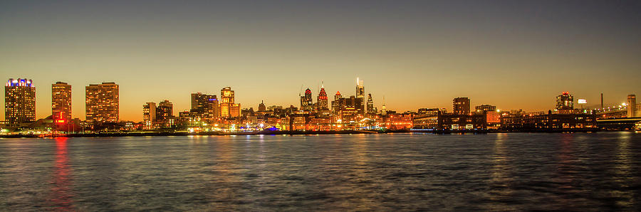 Panorama - Philadelphia Cityscape on the Delaware River Photograph by Bill Cannon