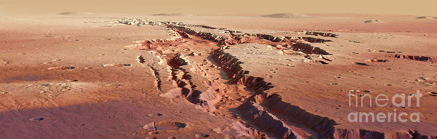 Panoramic Artwork Of A Martian Canyon Photograph by Mark Garlick ...