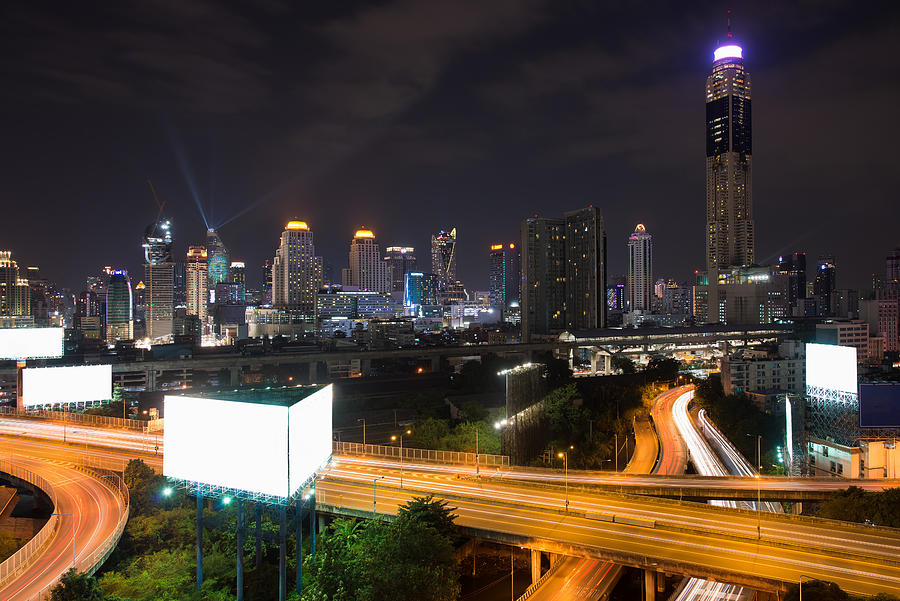 Transportation Photograph - Panoramic Bangkok City Building Modern by Prasit Rodphan