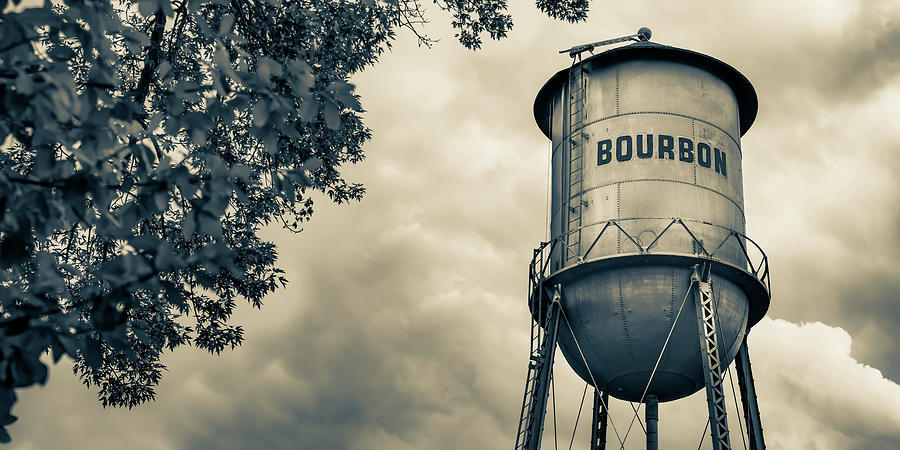 Bourbon Whiskey Photograph - Panoramic Bourbon Water Tank - Sepia Edition by Gregory Ballos