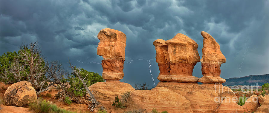 Panoramic Lightning In Devils Garden Escalante Grand S Photograph by Dave Welling