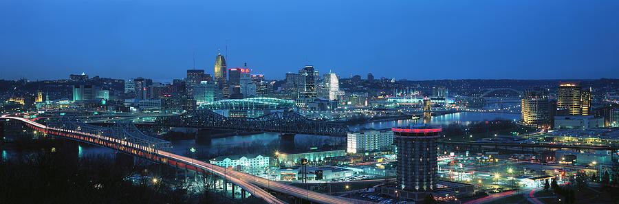 Panoramic Night Shot Of Cincinnati Photograph by Visionsofamerica/joe Sohm