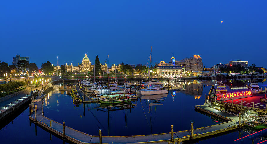 Panoramic Of Inner Harbor In Victoria Photograph by Chuck Haney - Fine ...