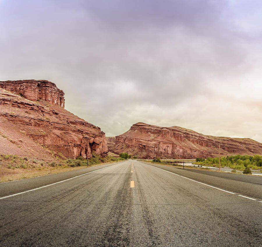 Panoramic Picture Of Desert Road In Wyoming Photograph