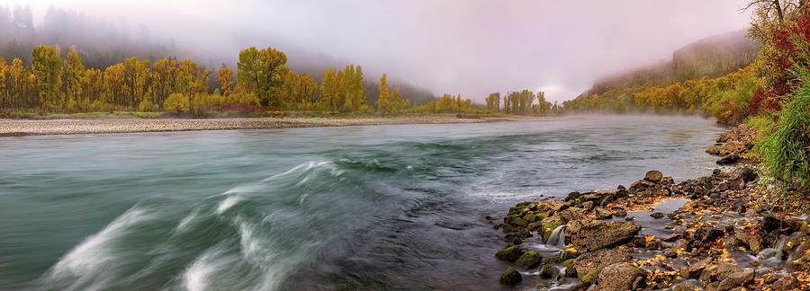 Panoramic River Autumn Photograph by Leland D Howard