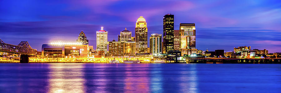 America Photograph - Panoramic Skyline of Louisville Kentucky at Dusk by Gregory Ballos