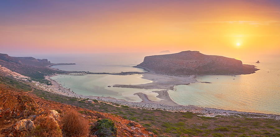 Sunset Photograph - Panoramic Sunset At Balos Beach, Crete by Jan Wlodarczyk