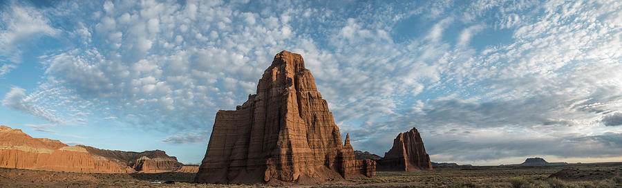 Capitol Reef National Park Photograph - Panoramic View Of Cathedral Valley Against Cloudy Sky At Capitol Reef National Park by Cavan Images