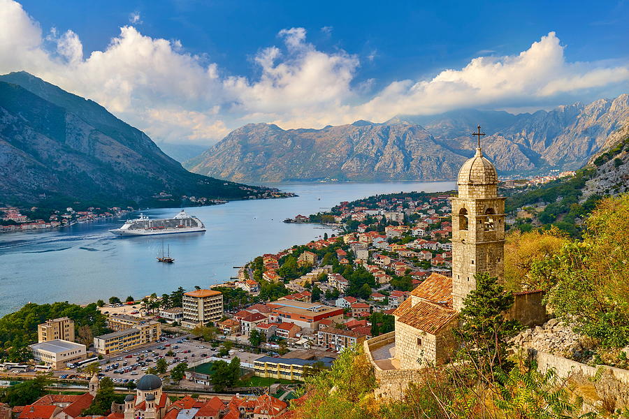 Architecture Photograph - Panoramic View Of Kotor Balkan Village by Jan Wlodarczyk