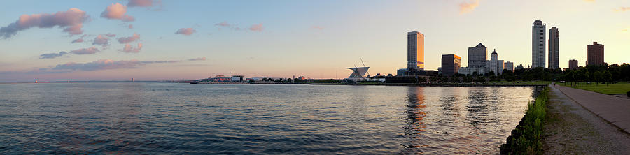 Panoramic View Of Milwaukee At Sunset Photograph by Chrisp0