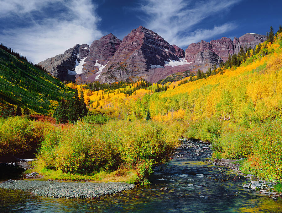 Panoramic View Of The Maroon Bells Peak Photograph by Ron thomas