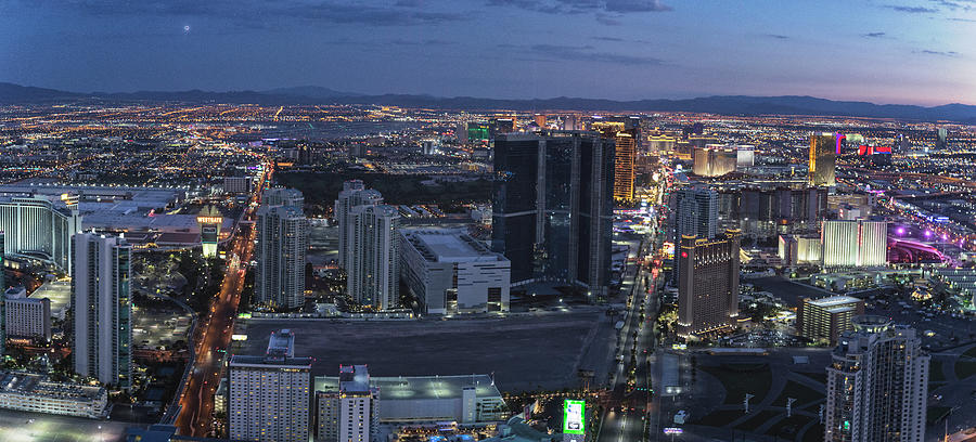 Sunset Photograph - Panoramic View Oflas Vegas Boulevard At Sunset From Stratosphere Hotel by Cavan Images