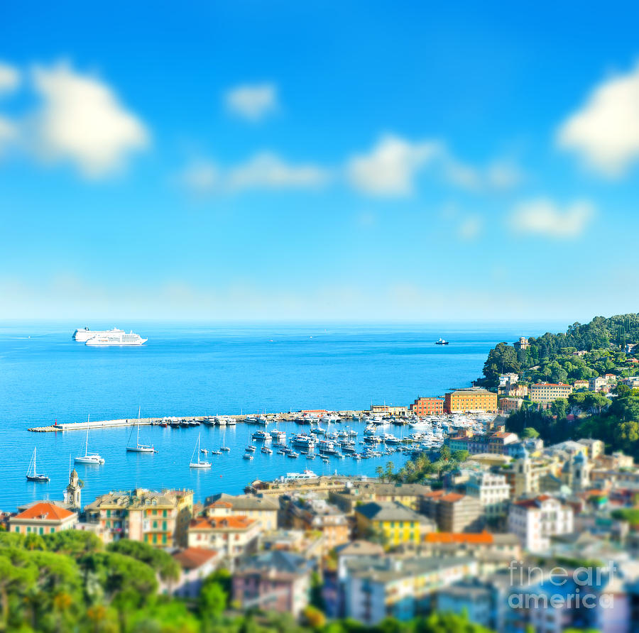 Portofino Photograph - Panoramic View With Tilt-shift Effect by Liligraphie Portofino Photograph - Panoramic View With Tilt-shift Effect by Liligraphie