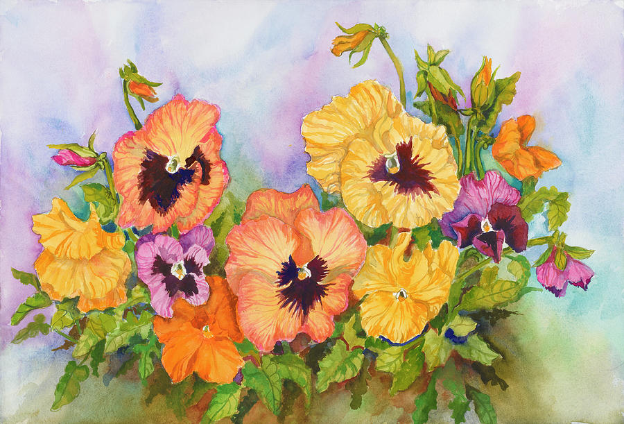 Flower Painting - Pansies In A Blue Sky by Joanne Porter