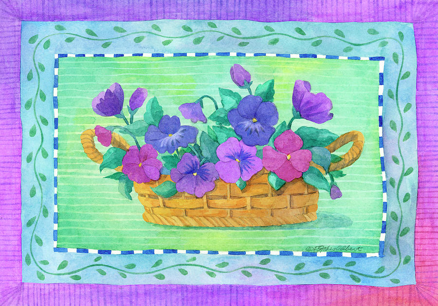 Flower Basket Mixed Media - Pansy Basket by Fiona Stokes-gilbert
