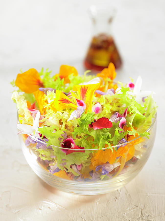 Pansy, Nasturtium, Rosemary And Jasmin Flower Sring Salad Photograph by Lawton