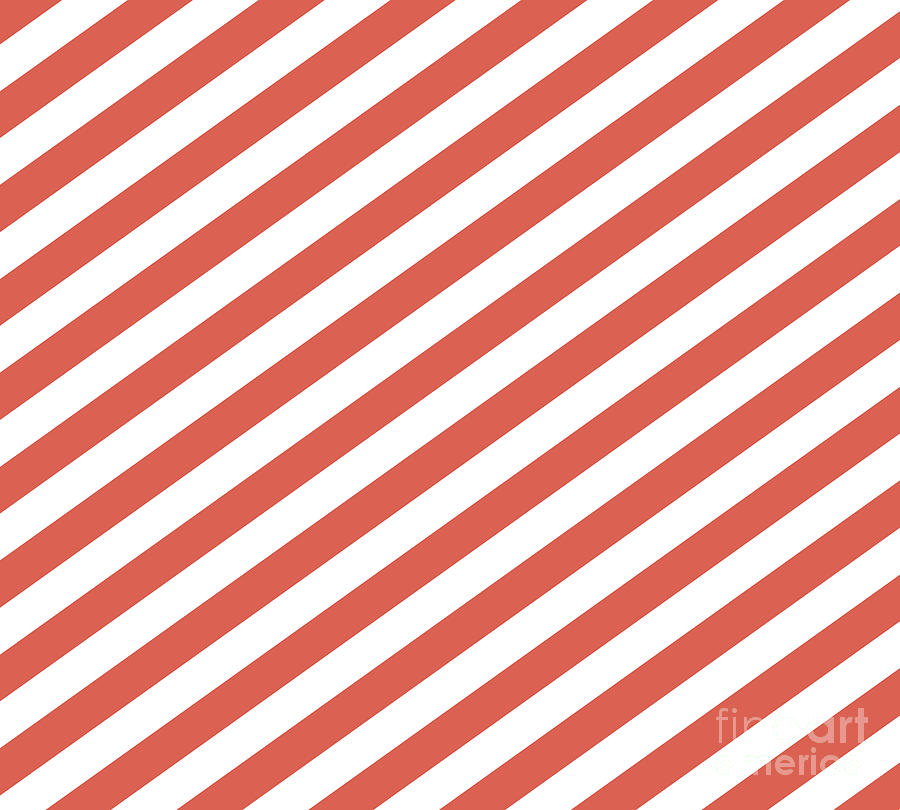 Spring Digital Art - Pantone Living Coral Stripes Fat Angled Lines - Stripes by PIPA Fine Art - Simply Solid