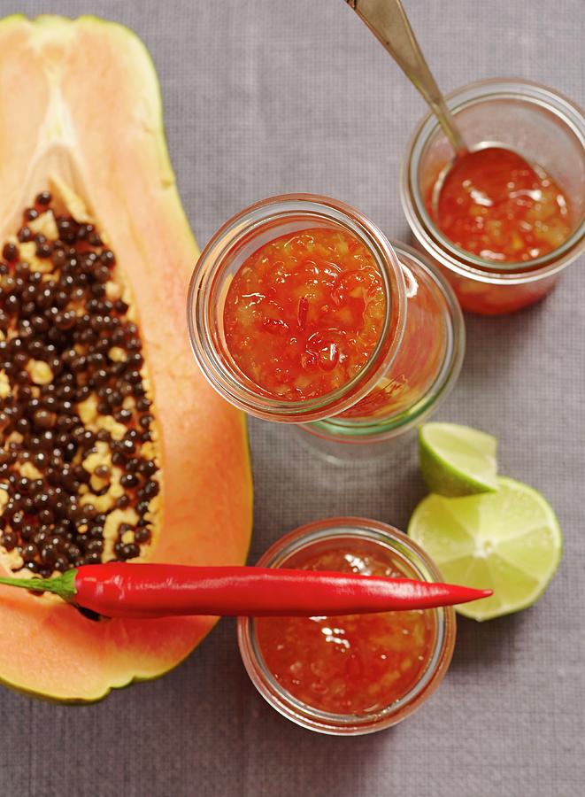 Papaya Salsa With Honeydew Melon Photograph by Teubner Foodfoto