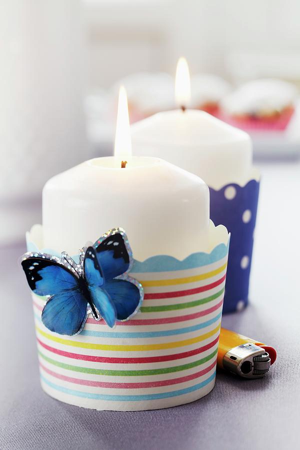 Paper Cake Cases Used As Candle Holders Photograph by Franziska Taube