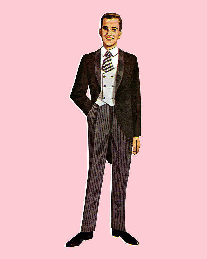 Vintage Drawing - Paper Doll Man Wearing a Tuxedo by CSA Images