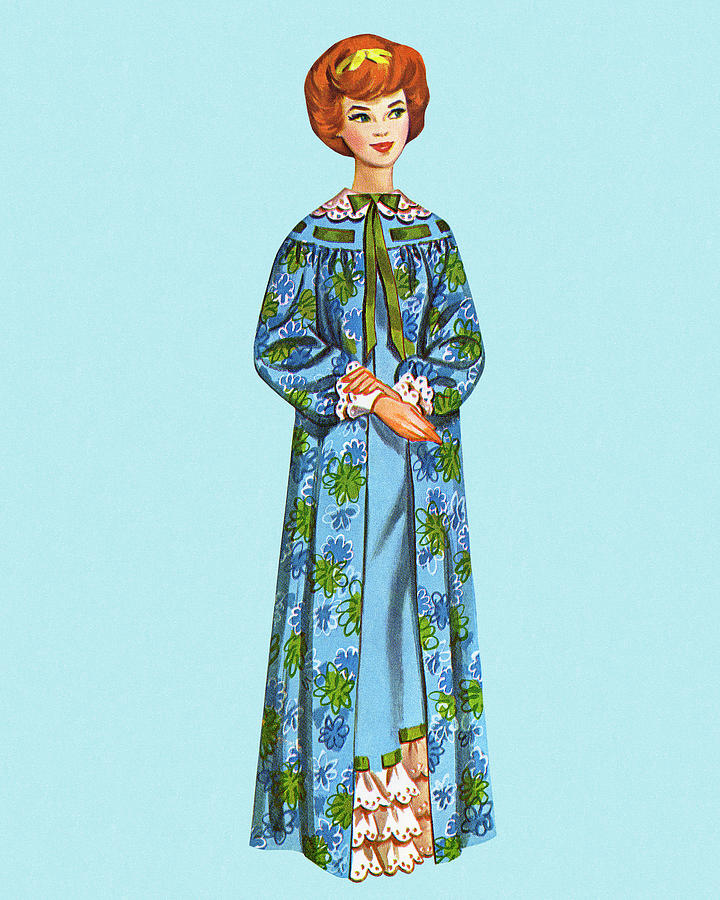 Vintage Drawing - Paper Doll Wearing a Robe by CSA Images