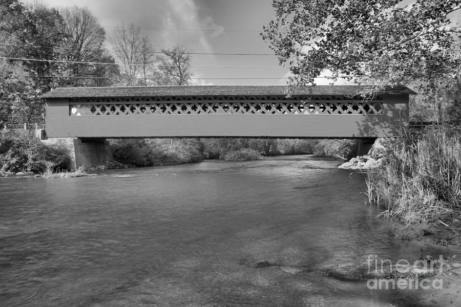 Paper Mill Covered Bridge Black And White Photograph by Adam Jewell