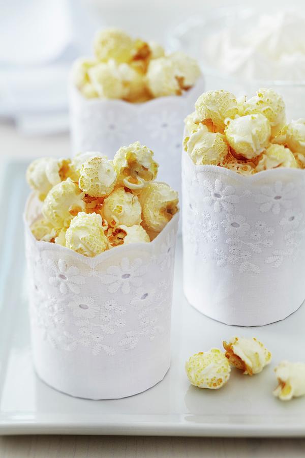 Paper Muffin Cases Wrapped In Lace Trim As Creative Popcorn Holders Photograph by Franziska Taube