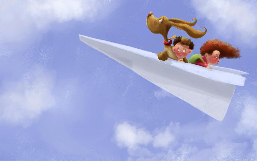 Fantasy Digital Art - Paper Plane Ride by Mary Manning