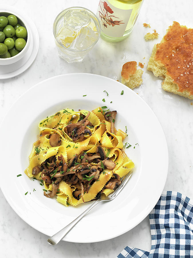 Pappardelle Ai Funghi fettuccine With Mushroom Sauce, Italy Photograph by Hugh Johnson