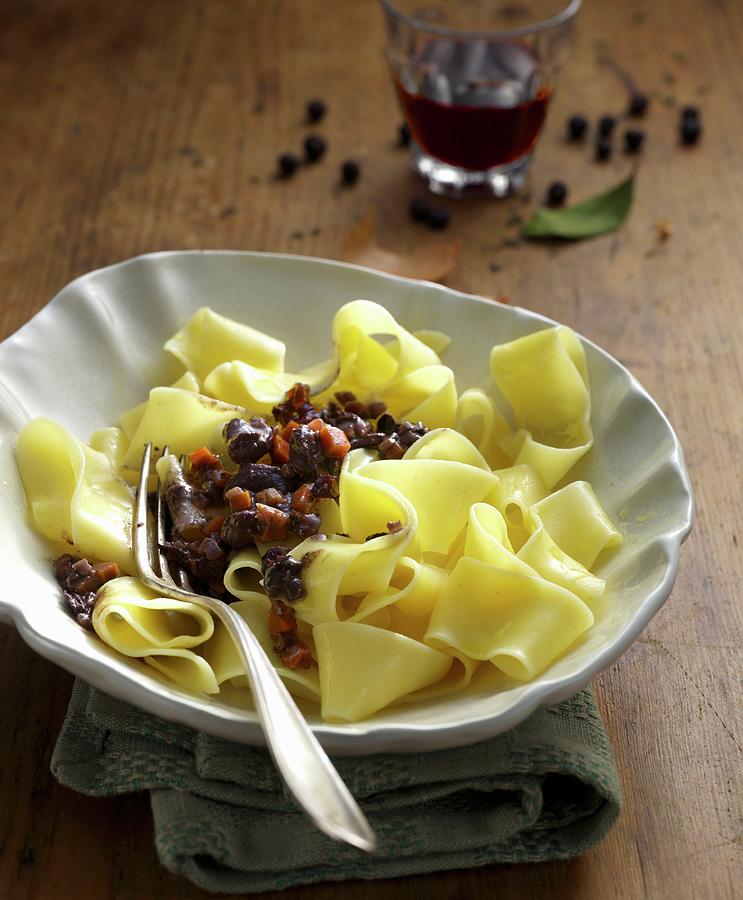 Pappardelle Alla Lepre pappardelle With Rabbit Ragout, Italy Photograph ...