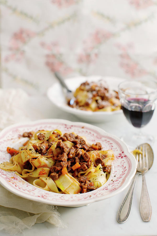 Vintage Photograph - Pappardelle With Slow-cooked Bolognese by Ulrika Ekblom