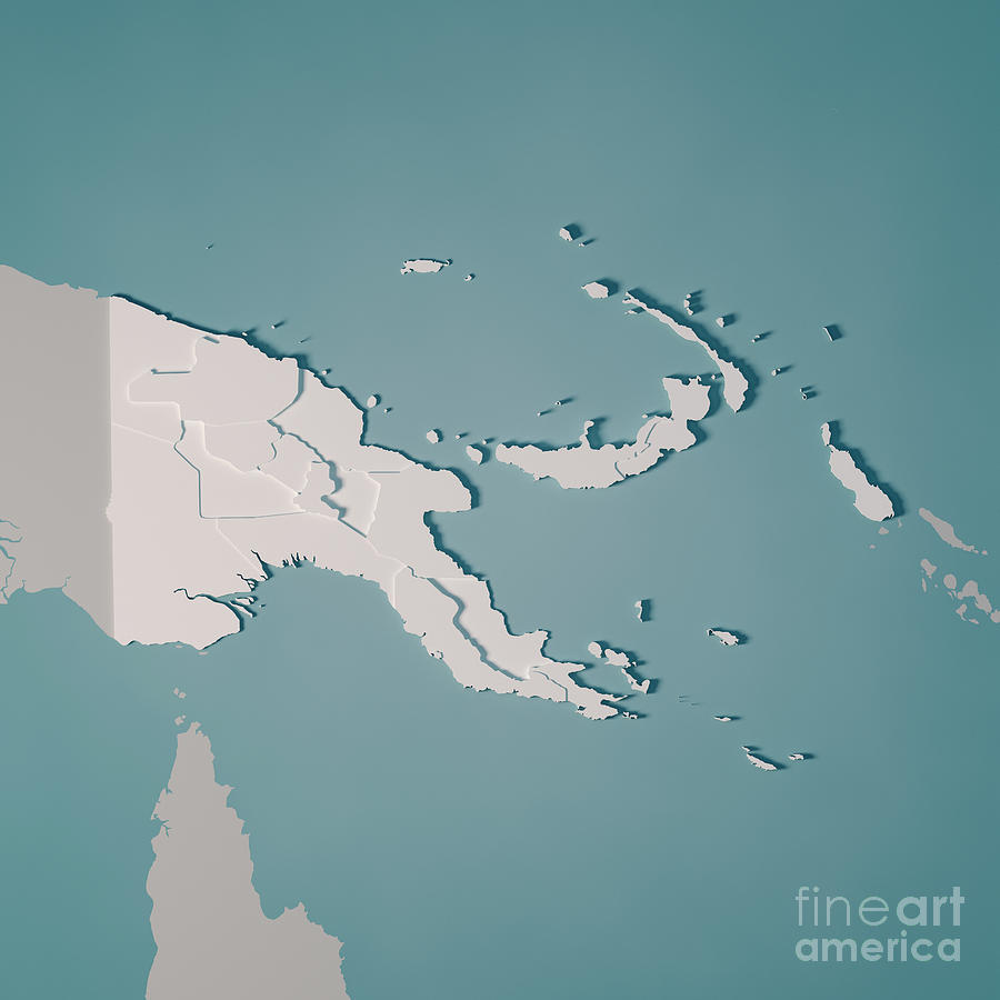 Map Digital Art - Papua New Guinea Country Map Administrative Divisions 3D Render  by Frank Ramspott