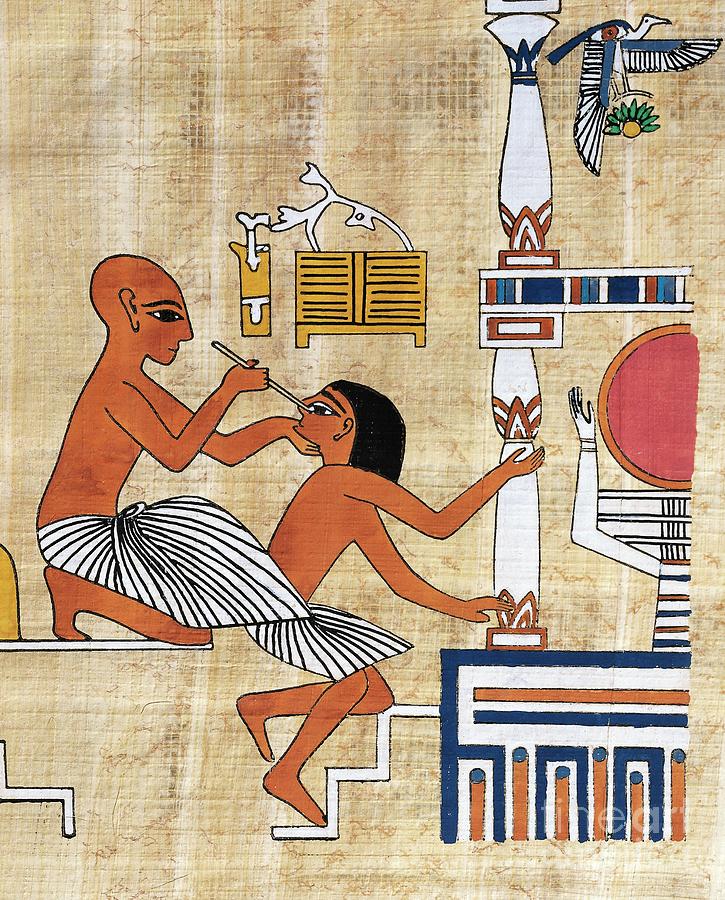 Medicine Painting - Papyrus Depicting Ophthalmic Treatment by Egyptian